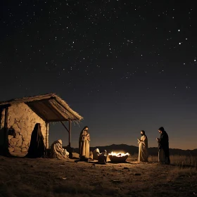 Holy Family by Firelight, Christmas Night