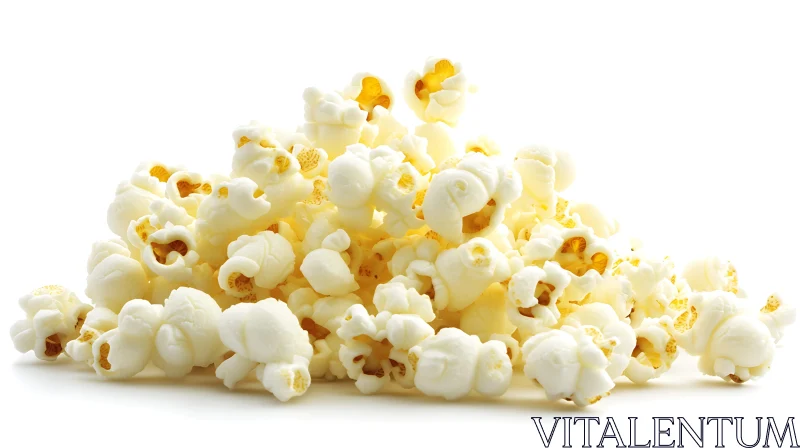 Fluffy Popcorn against a White Backdrop AI Image