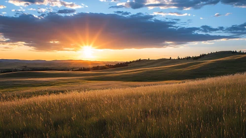 Sunset Over Rolling Hills