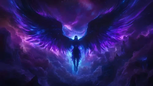 Winged Figure in a Purple Sky