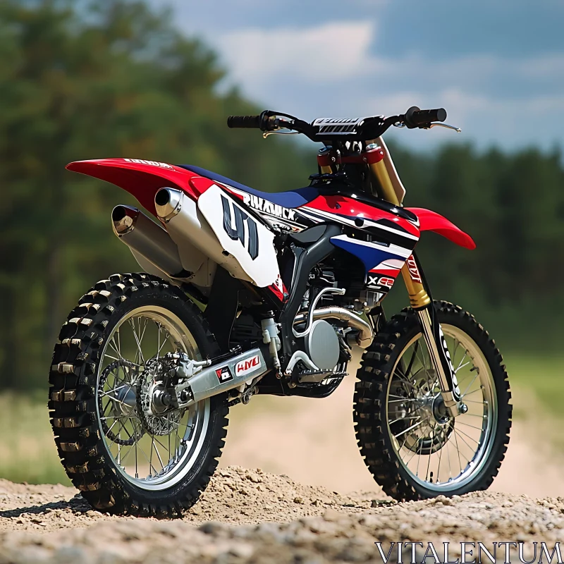 Red, White and Blue Dirt Bike Portrait AI Image