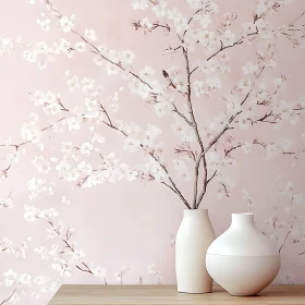 Floral Arrangement with White Vases