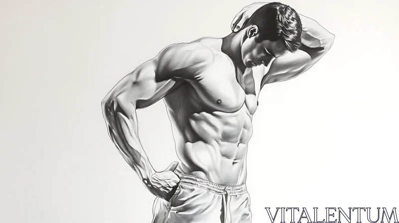 Artistic Man Portrait with Strong Muscles AI Image