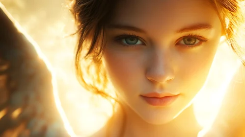 Radiant Angelic Woman in Golden Light