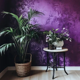 Botanical Interior Design with Purple Accents