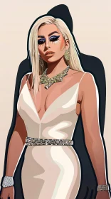 Artistic Illustration of Lady Gaga in Glamorous Attire