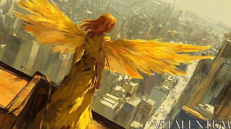 AI ART Angel Wings Above the Metropolis