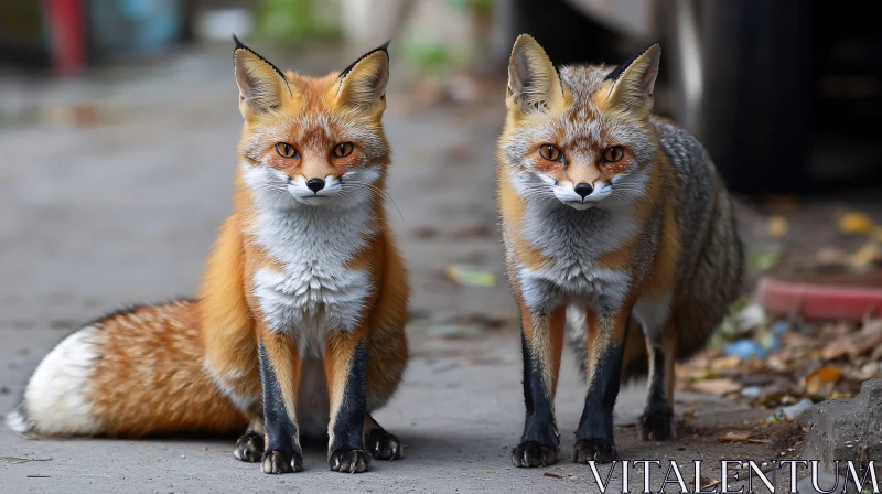 AI ART Two Foxes Staring Intently