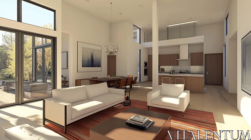 Contemporary Living Room with Natural Light AI Image