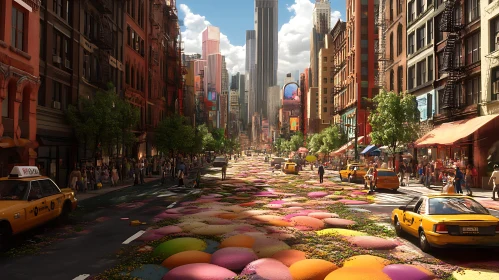 Whimsical Urban Street Scene