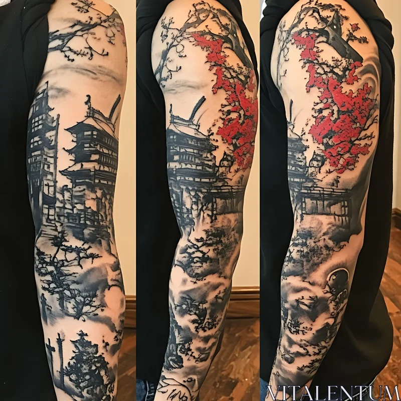 Traditional Japanese Sleeve Tattoo AI Image