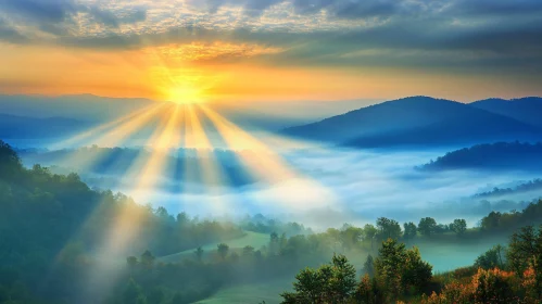 Sunrise in the Misty Mountains