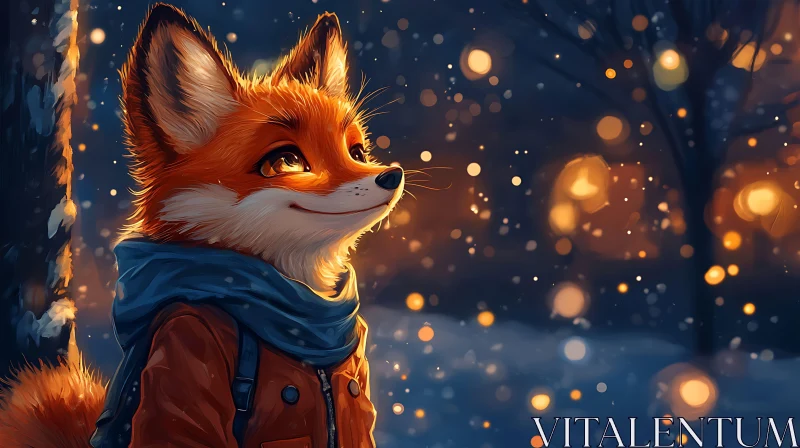 AI ART Enchanting Fox Portrait with Bokeh Lights