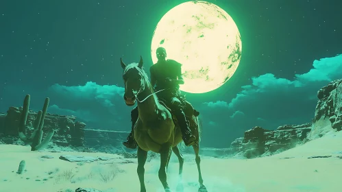 Desert Rider Under the Moon's Glow