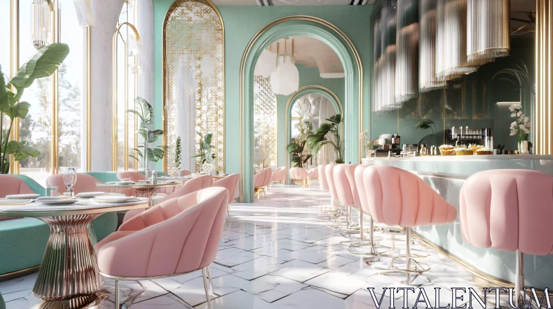 AI ART Luxurious Dining Space with Pink Seating