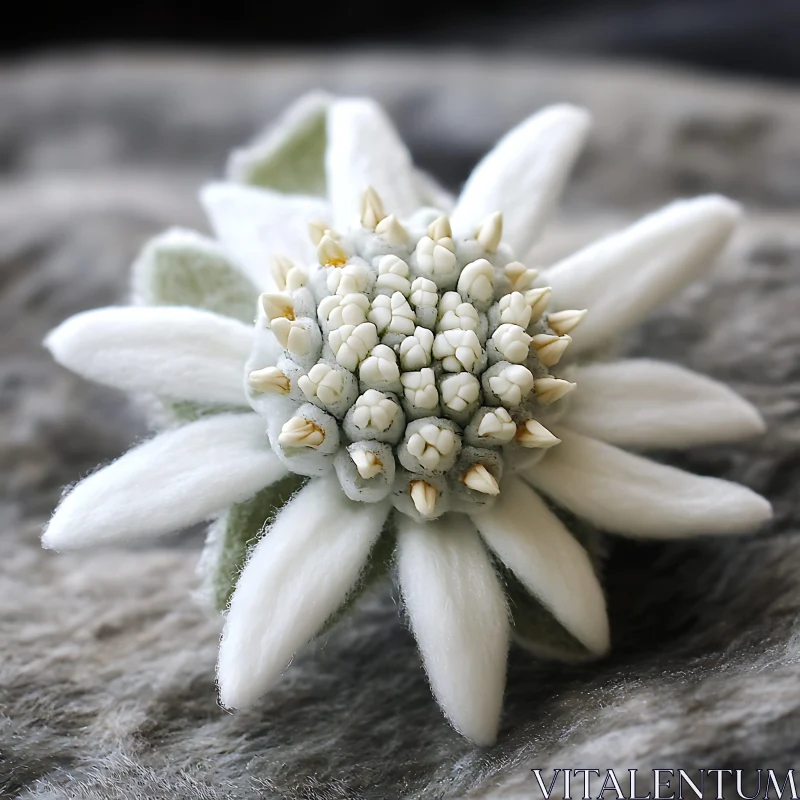 Detailed View of an Edelweiss Blossom AI Image