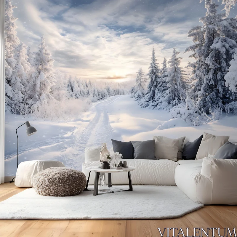 AI ART Snowy Forest Room Decor