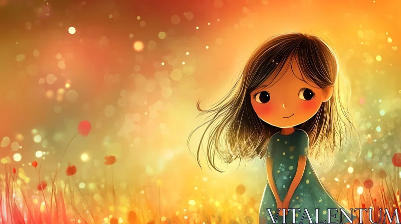 AI ART Whimsical Girl in a Bokeh Dreamscape