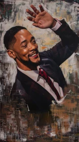 Will Smith in a Suit Waving