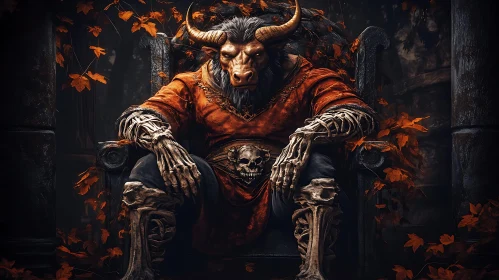 Enthroned Minotaur with Skull Adornments