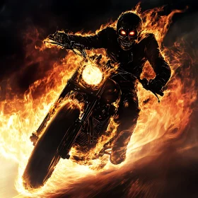 Flaming Rider on Motorcycle