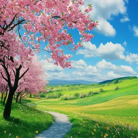 Blossom Path in Meadow