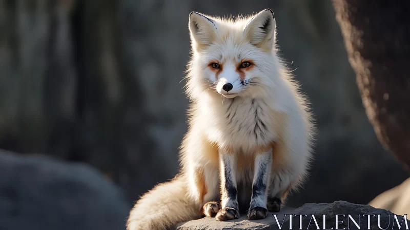 Arctic Fox Portrait on Rocky Outcrop AI Image