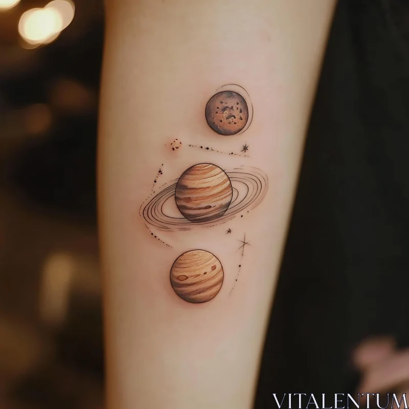 Planets and Stars Tattoo on Arm AI Image