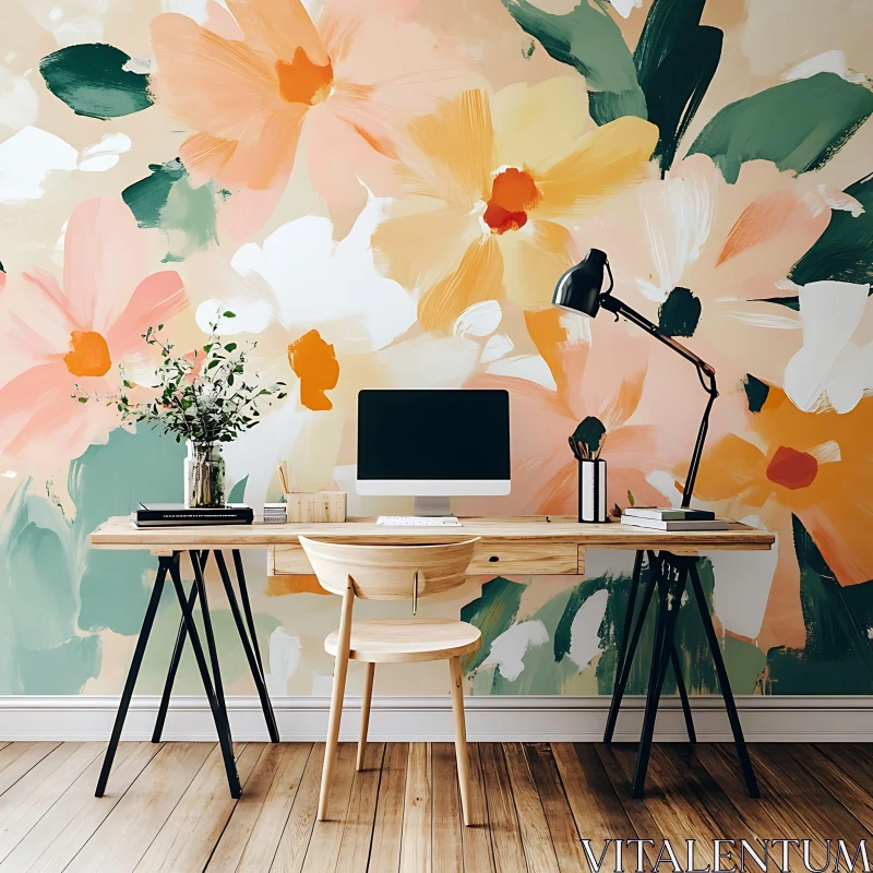 AI ART Abstract Floral Home Office