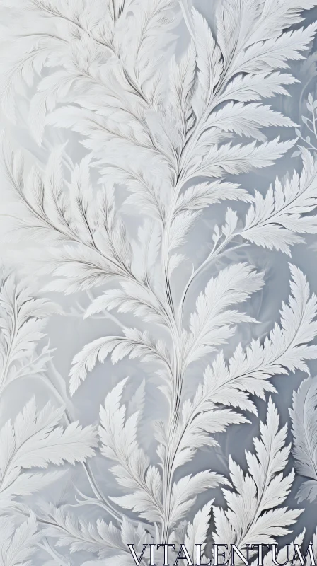 Serene Winter White: A Study in Frost and Feather Detailing AI Image