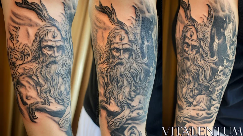 Nordic Warrior Arm Tattoo Art AI Image