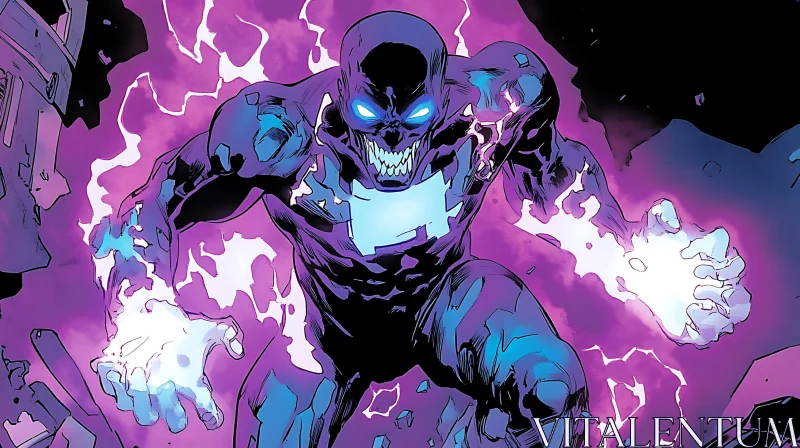 Menacing Figure Wielding Purple Energy AI Image