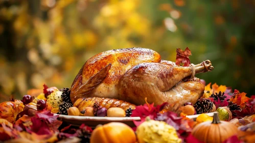 Roasted Turkey with Autumn Decor