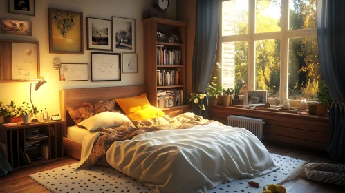 Sunlit Bedroom: A Cozy Interior Scene