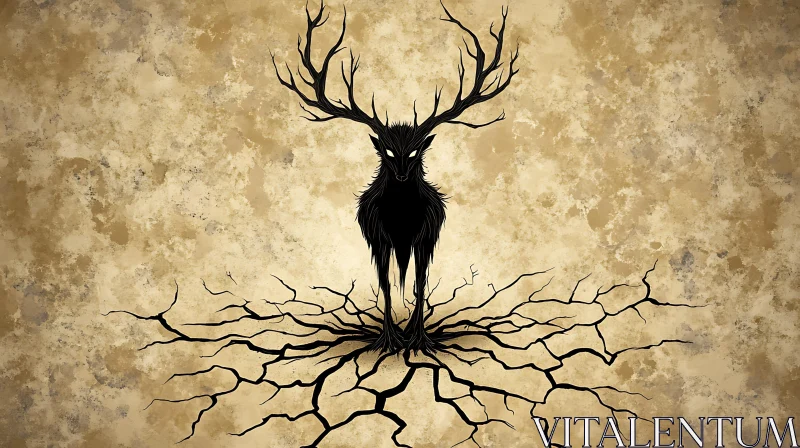 Mystical Deer Creature with Antlers AI Image