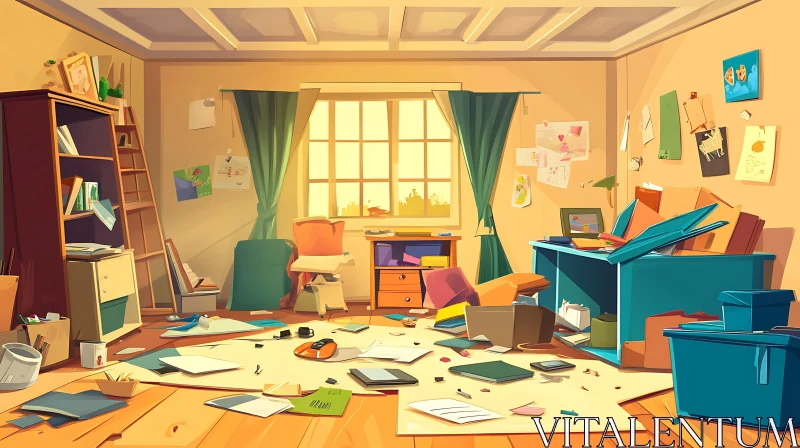 AI ART Disorganized Cartoon Room Interior