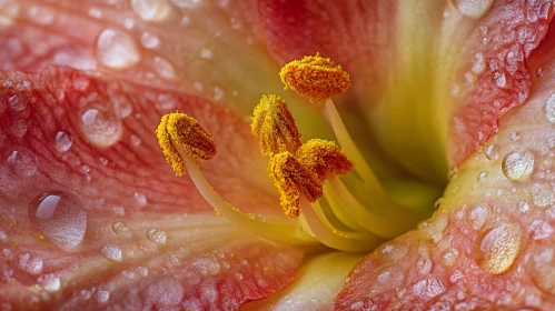 Macro Photography of Flower Stamen and Dew