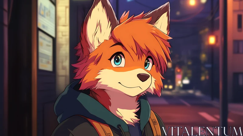 AI ART Anime Style Furry Fox Character Portrait