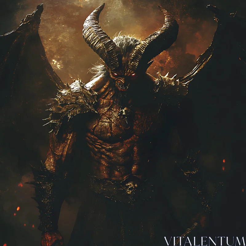 Dark Demon with Enormous Horns AI Image