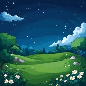 Night Landscape with Flowers