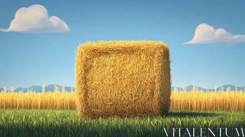 Hay Bale Art Print AI Image