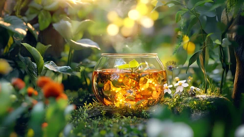 Sunlit Tea in Natural Setting