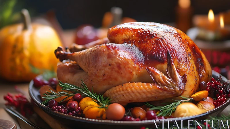 Festive Thanksgiving Turkey Dinner AI Image