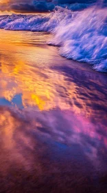 Majestic Sunset Waves on the Beach