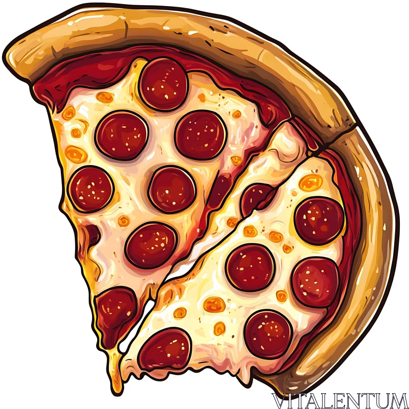 Pepperoni Pizza Illustration AI Image