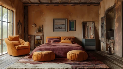 Comfortable Bedroom with Earthy Tones