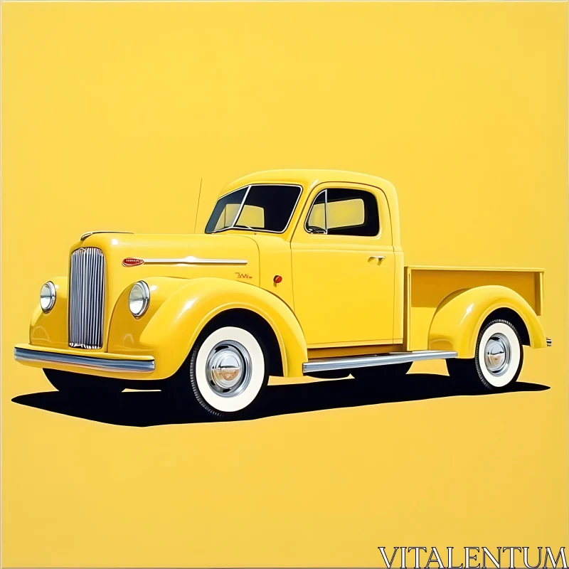 AI ART Classic Yellow Truck on Yellow Background