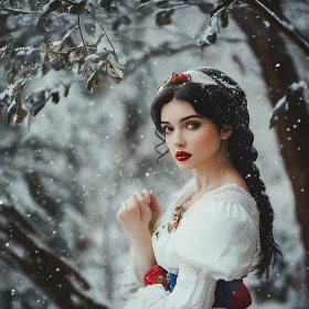 Winter's Beauty: A Woman in the Snow