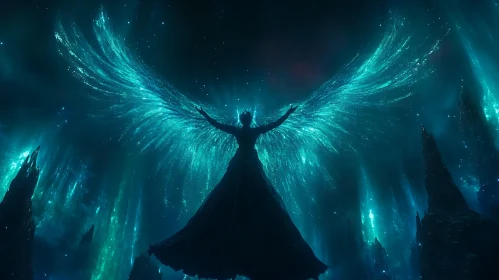 Celestial Figure with Wings of Light