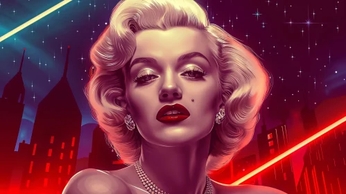 Marilyn Monroe in Neon Cityscape